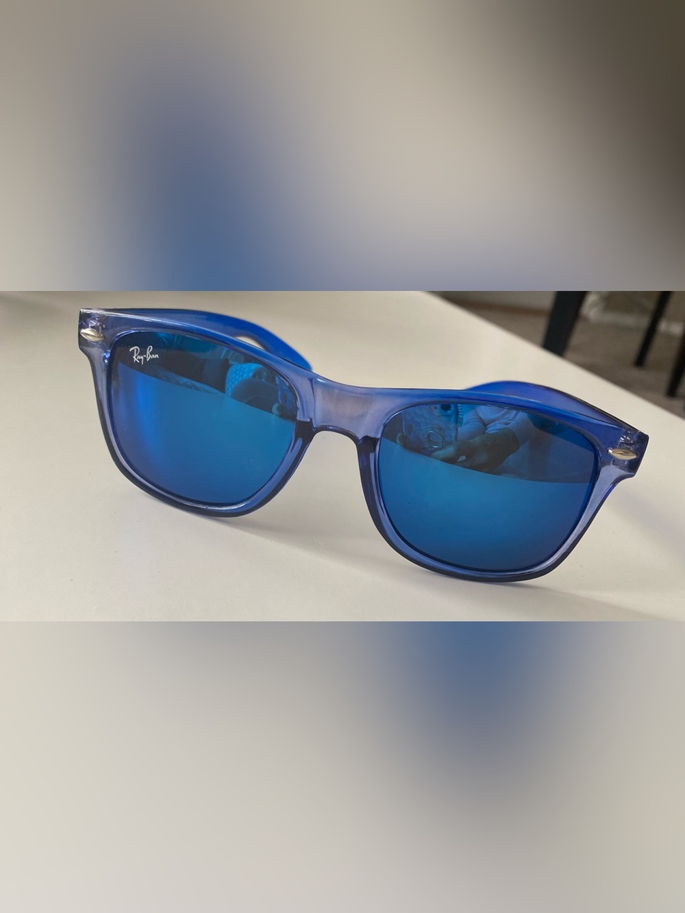 Ray-Ban Blue Transparent Frame with Blue Mirrored Lenses